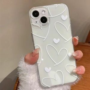 White Hearts Clear Shockproof iphone 14 pro
